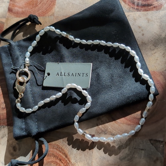 All Saints 8–8.5mm Freshwater Pearl Collar Necklace + Logo Dust Bag Nwt ❤️ - Picture 4 of 7